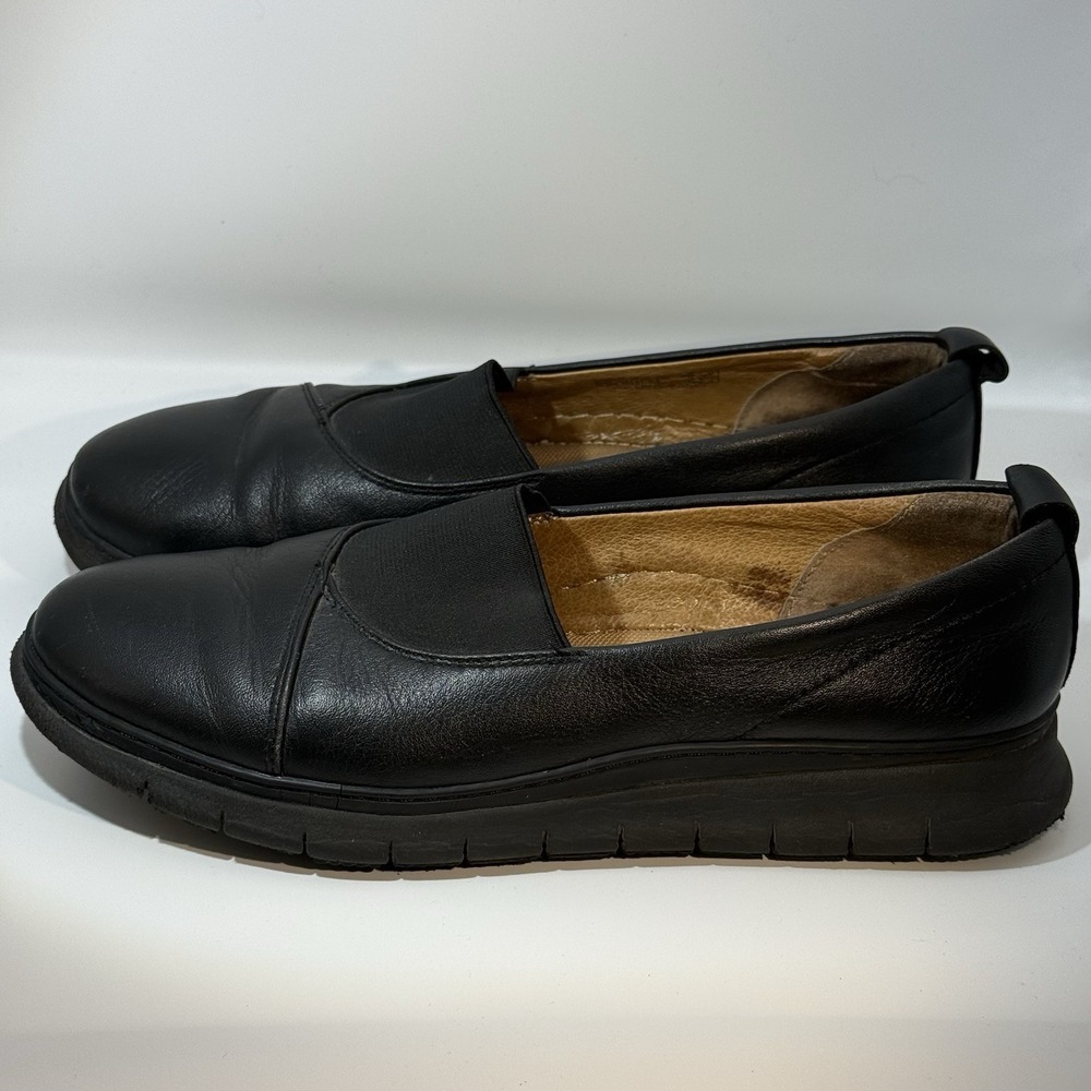 Vionic Linden Black Leather Slip On Comfort Loafer Shoes Women's Size 8.5
